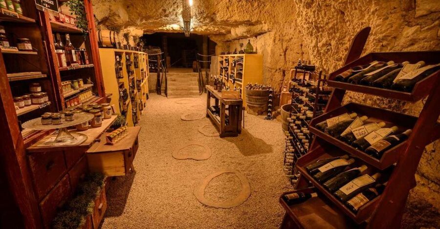Amboise: Caves Ambacia Visit and Wine Tasting - Entering the caves beside the Loire