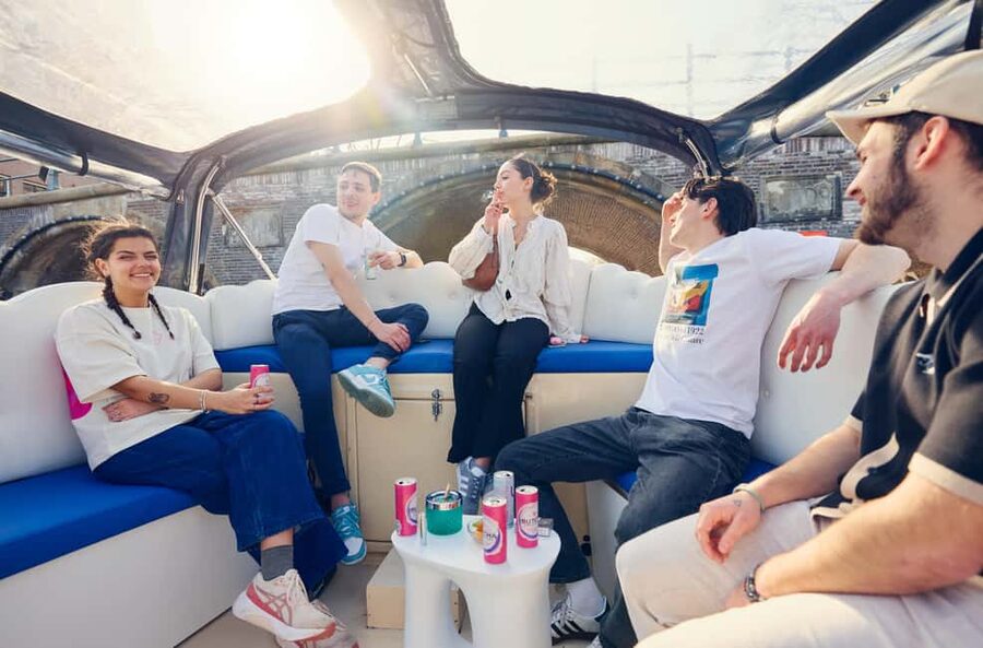 Amsterdam: Smoke & Cruise on covered Cannabis Boat With Bar - Smoking, drinks, and the onboard atmosphere