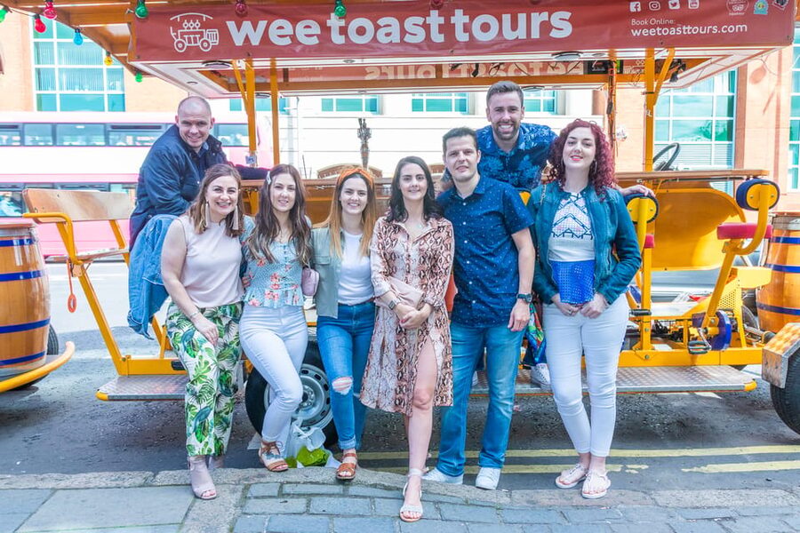 Belfast: City Centre Beer Bike Tour - Bedford Street and the first few minutes