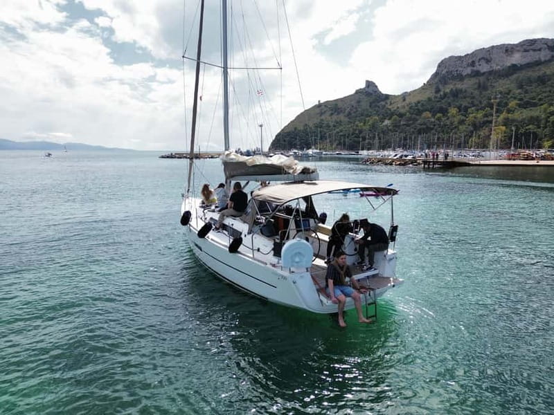 Cagliari: Catamaran Tour, Swimming, Snorkeling, & Prosecco - Cala Mosca: your first chance to swim and snorkel