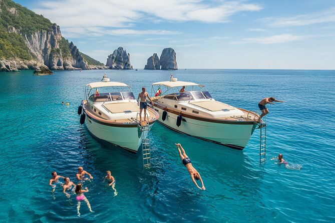 Capri in a Day: Boat Tour + City Visit + Free Bar + Brunch - The first coastal sights near Marina Grande