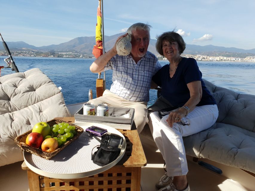 Estepona: Sunset boat trip & Cava & Tapa - A possible swim in Costa del Sol waters