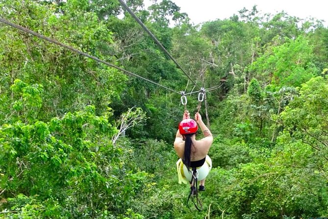 Family ATV Cenote Five Zip Lines Photos Taco Lunch Tequila Taste - The jungle ATV ride is more trail than expedition