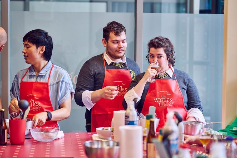 Ghent: Belgian Waffle-Making Workshop with Beer Tasting - Mixing a batter with a Belgian twist