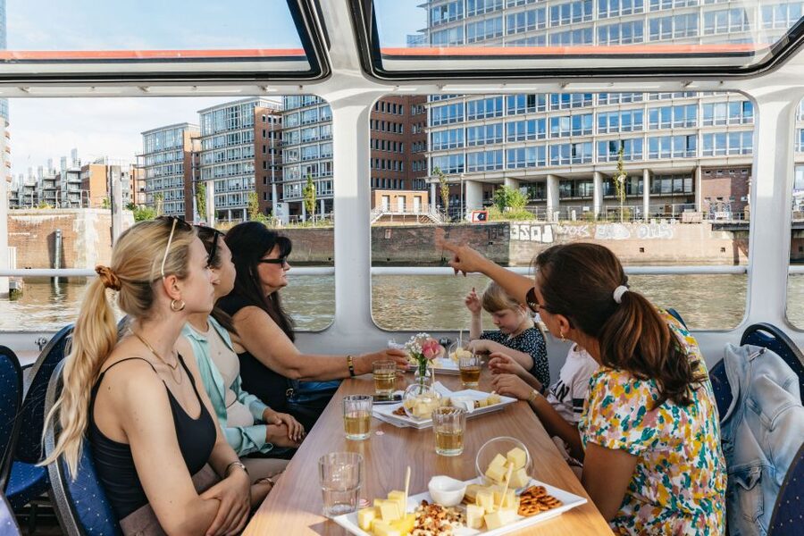Hamburg: Harbor Cruise with Wine and Cheese - Wine, cheese, and the onboard setup