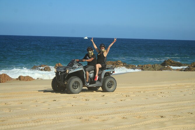 Los Cabos Beach & Desert Tour in Automatic ATV + Tequila Tasting - Getting suited up for an automatic ATV