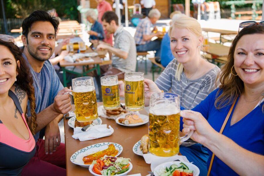 Munich: Bike Tour with Beer Garden Break - Eisbachwelle, where Munich surfs in a city park