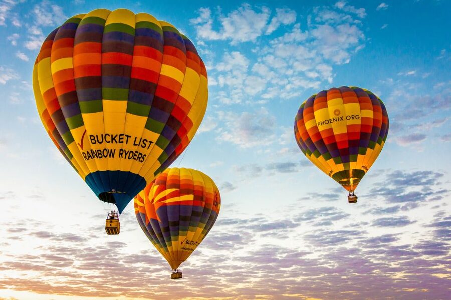 Phoenix: Hot Air Balloon Flight with Champagne - Meeting at Rainbow Ryders and preparing for takeoff
