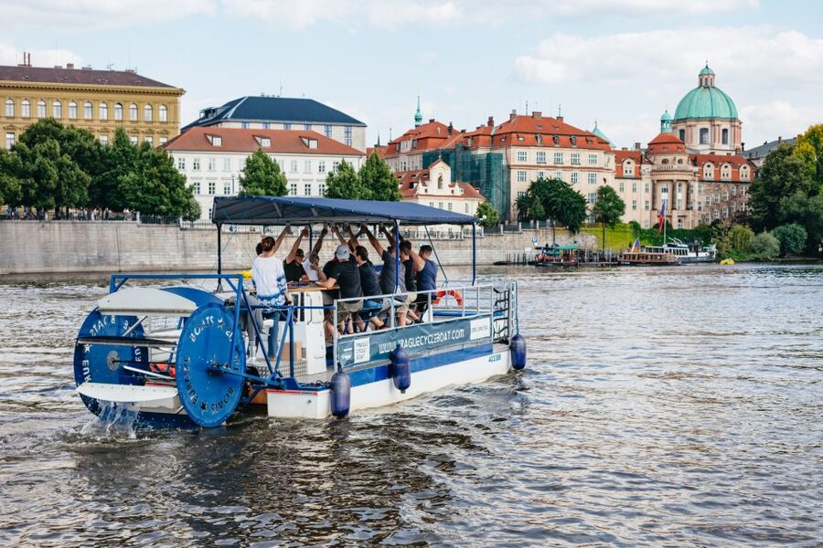 Prague: Swimming Beer Bike on A Cycle Boat - The social setup and the amount of pedaling
