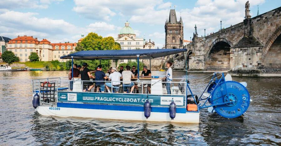 Prague: Swimming Beer Bike on A Cycle Boat - Commentary, music, and the party balance