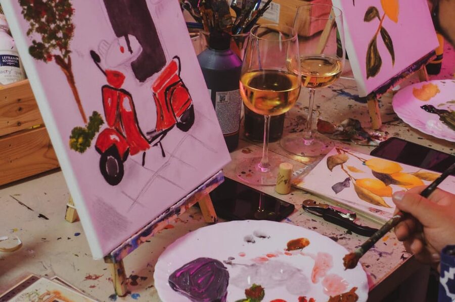 Rome: Tipsy Painting Class with Fine Wine and Arts - The value of $70 per person