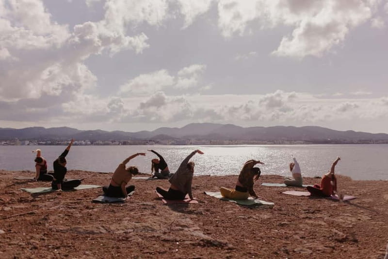 Secret Cove Yoga and Cava Experience in Ibiza Crystal Waters - Cava, clear water, and a little flexibility