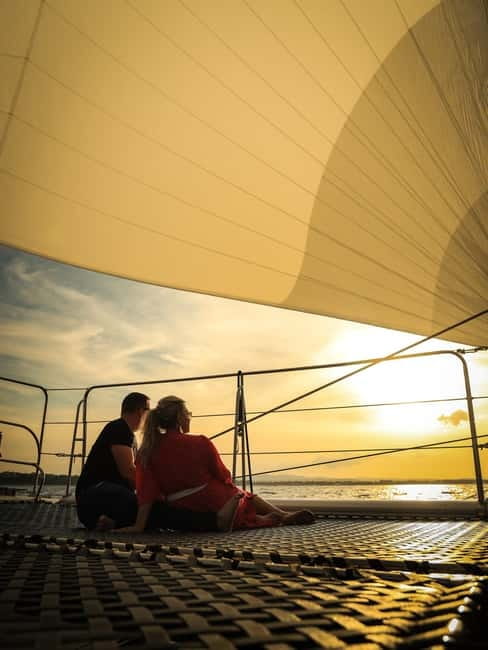 Sunny Beach: Sunset Catamaran Cruise with Dinner & Prosecco - Boarding the catamaran in Sunny Beach